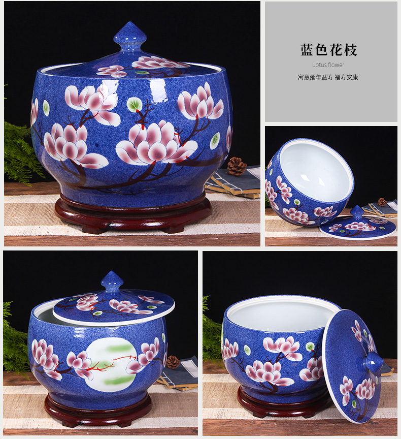Art spirit of jingdezhen ceramic barrel ricer box store meter box with cover insect - resistant seal tank cylinder storage tank