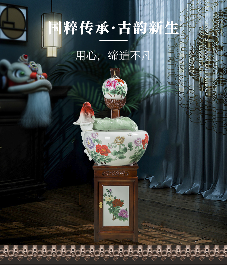 Art spirit of jingdezhen ceramic aquarium tank circulation water filter and oxygen goldfish bowl sitting room the tortoise cylinder aquarium