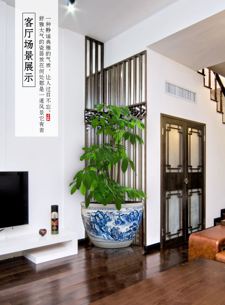Package mail jingdezhen ceramic aquarium 1 meter extra large goldfish bowl lotus basin big bowl lotus lotus cylinder cylinder cylinder tortoise