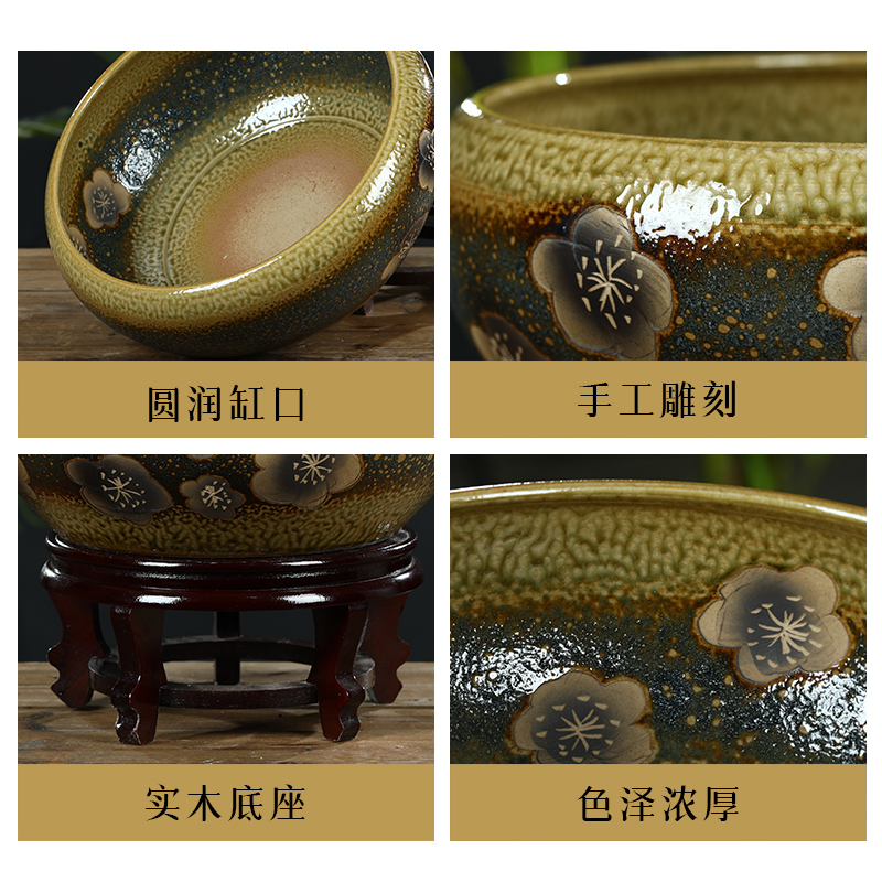 Jingdezhen ceramic aquarium small fish basin bowl lotus lotus lotus tortoise cylinder sitting room feng shui goldfish bowl