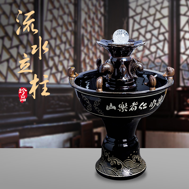 Jingdezhen ceramic aquarium pillar landing brocade carp goldfish bowl sitting room sleep bowl lotus basin water fountain landscape decoration