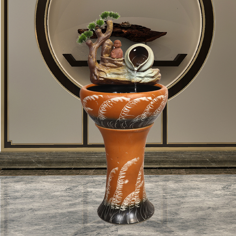 Jingdezhen ceramic floor pillar type water apparatus tank large bowl LianHe flowerpot brocade carp goldfish bowl water lily cylinder