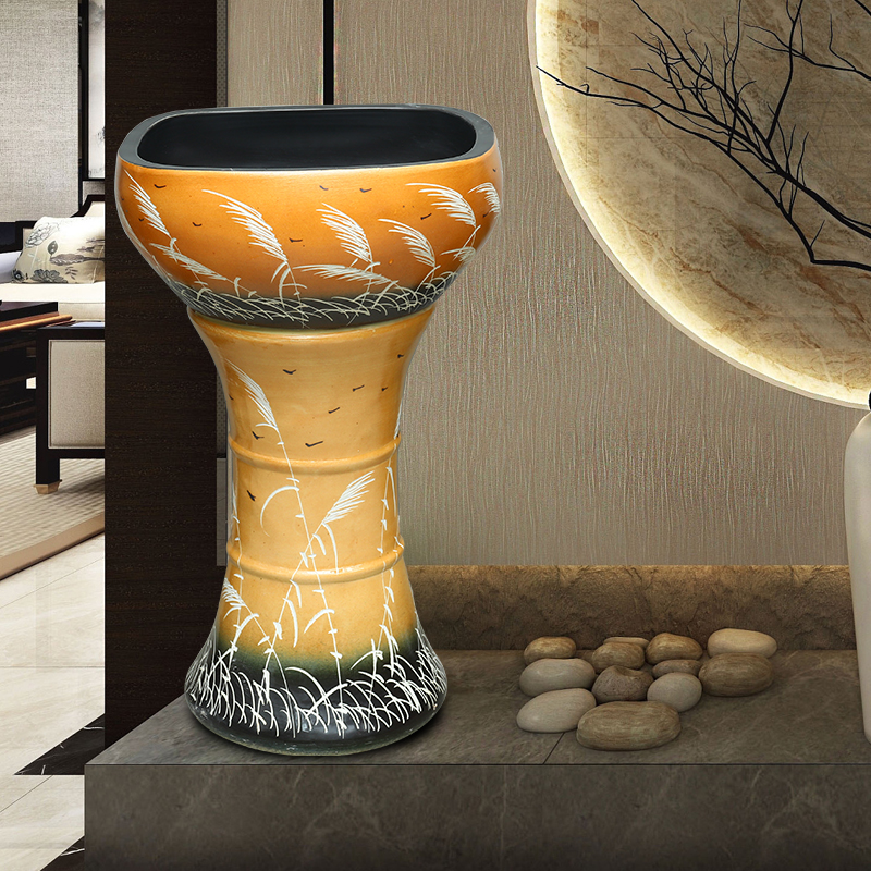 Jingdezhen ceramic aquariums pillar landing LianHe flowerpot brocade carp is suing large goldfish bowl water lily bowl