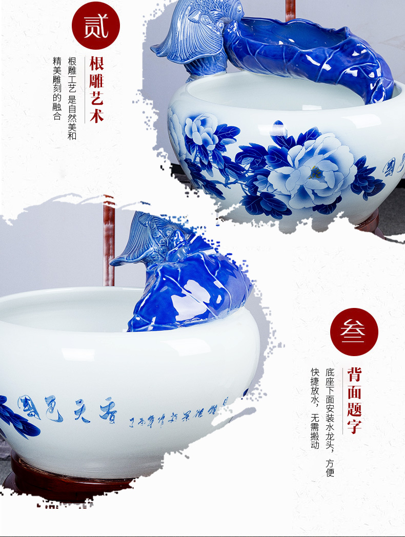 Chinese style household jingdezhen ceramic aquarium oversized to raise a goldfish bowl loop filter tank - oxygen atomization tank