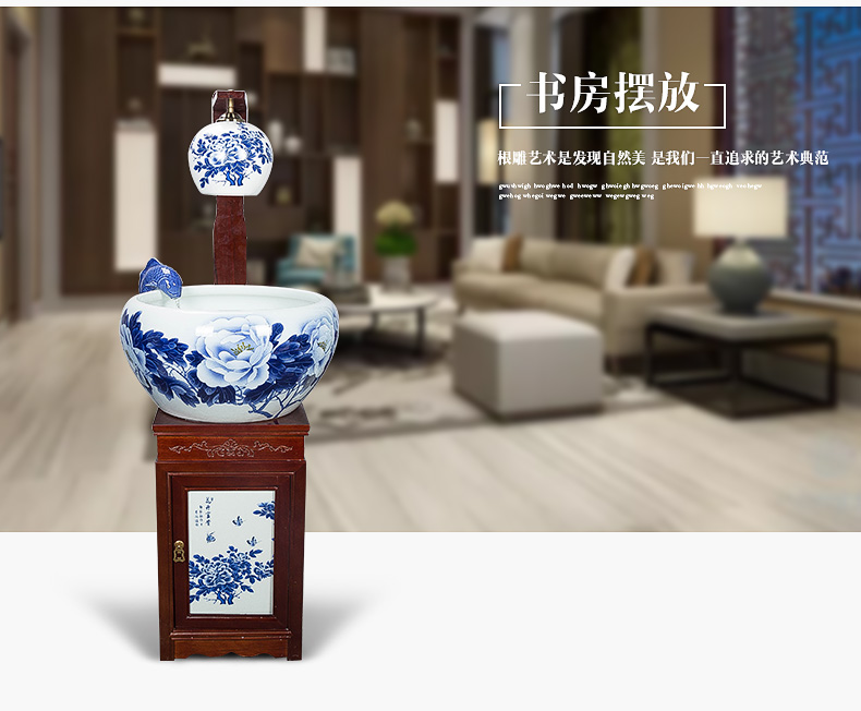 Jingdezhen ceramic aquarium filter water atomized humidifying oversized with lamp aquarium goldfish bowl sitting room place