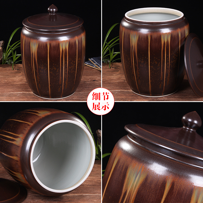 Art spirit of jingdezhen ceramic barrel ricer box store meter box 20 jins 30 jins with cover tank cylinder storage tank