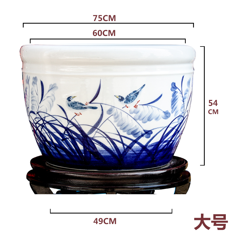 Package mail jingdezhen ceramics aquarium tank water lily flower pot lotus goldfish bowl the tortoise cylinder large furnishing articles