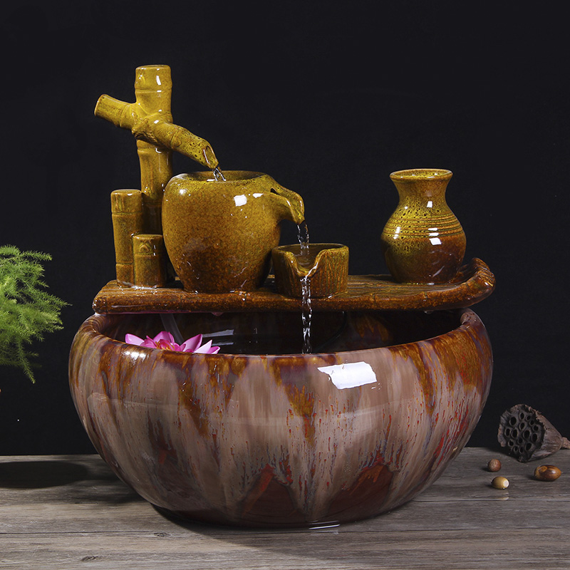 Package mail jingdezhen ceramic aquarium goldfish bowl lotus cylinder tortoise ceramic creative fish goldfish bowl aquarium