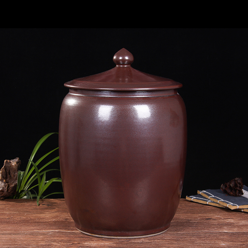 Jingdezhen household moistureproof ceramic cylinder barrel ricer box 20 jins 30 jins the loaded with cover cylinder tank rice storage tank