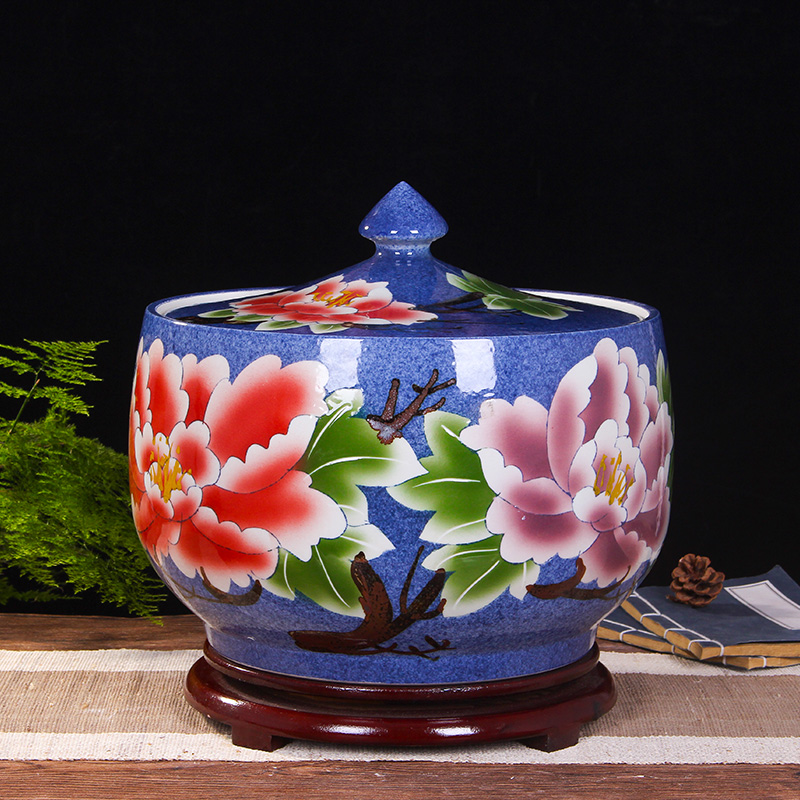 Art spirit of jingdezhen ceramic barrel ricer box store meter box with cover insect - resistant seal tank cylinder storage tank