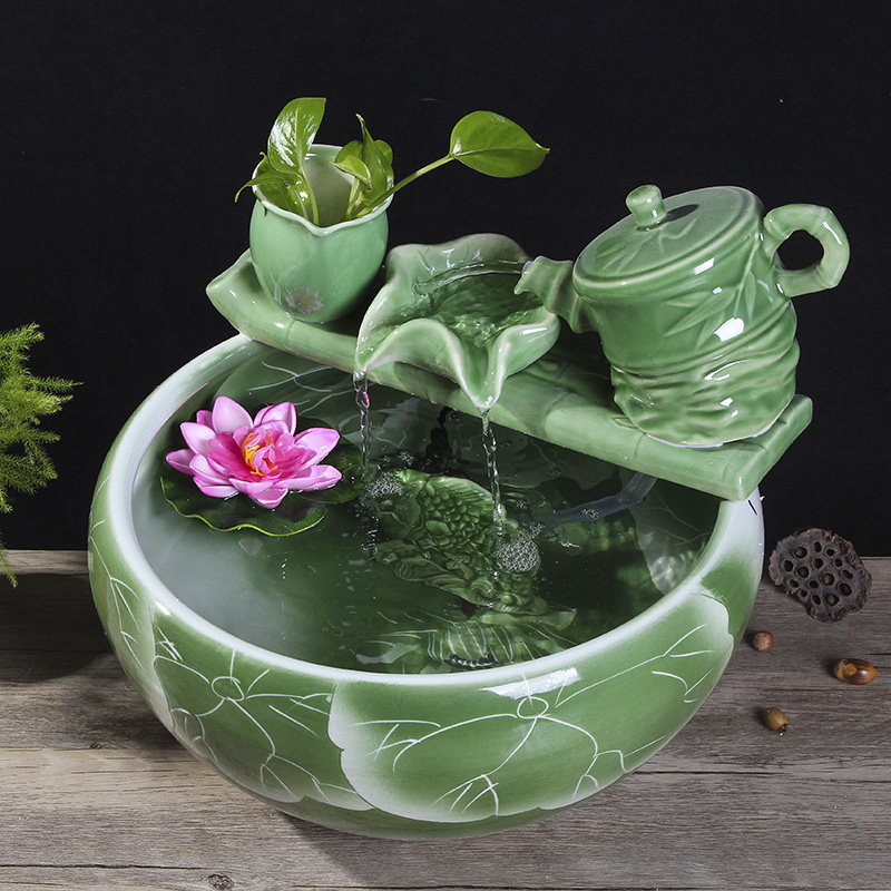 Package mail jingdezhen ceramic aquarium goldfish bowl lotus cylinder tortoise ceramic creative fish goldfish bowl aquarium