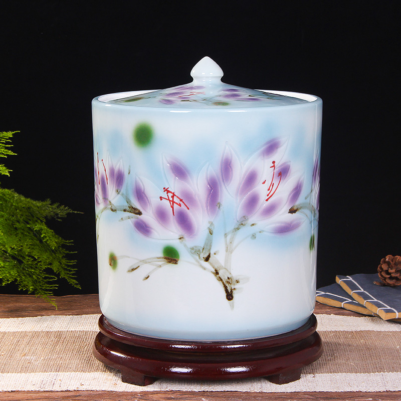 Art spirit of jingdezhen ceramic household barrel ricer box store meter box with cover insect - resistant type seal tank cylinder storage tank