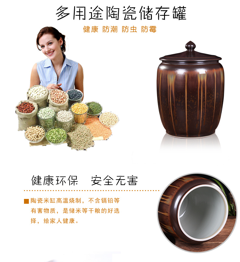 Art spirit of jingdezhen ceramic barrel ricer box store meter box 20 jins 30 jins with cover tank cylinder storage tank