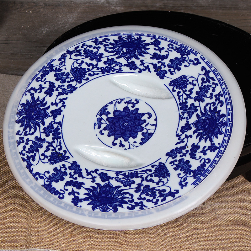 Jingdezhen ceramic barrel of flour box 20 jins 30 jins 50 kg kitchen household with cover ricer box storage tank