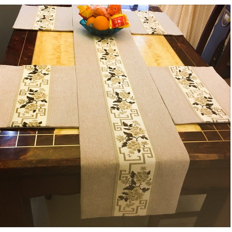 Cotton linen flat head table flag Linen tea table Fabric dining table TV cabinet New Chinese Zen tea table tablecloth Tea ceremony bed flag