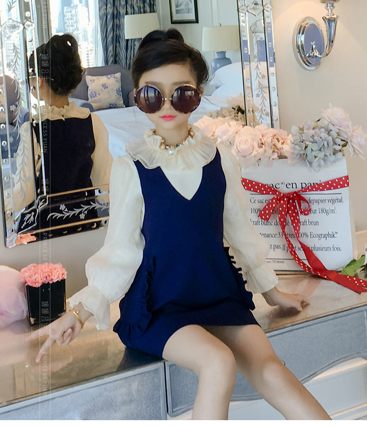 Yuanyuan Princess Girls Bib Váy 2018 Đầm mới Xuân Set Set Big Boy Children mặc áo hàn quốc váy đẹp phong cách trung hoa