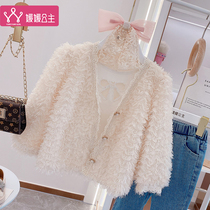 Girl coat autumn 2021 New Chinese big boy foreign Pearl short coat little girl fashionable small fragrant coat