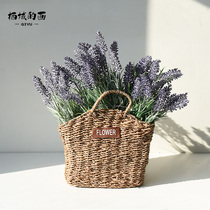 Time few early handmade fields Woven Flower Basket flower Flower Basket Flower-shaped Handheld Hanging Wall Wall-mounted Dry Flower Flower Arrangement Small Basket