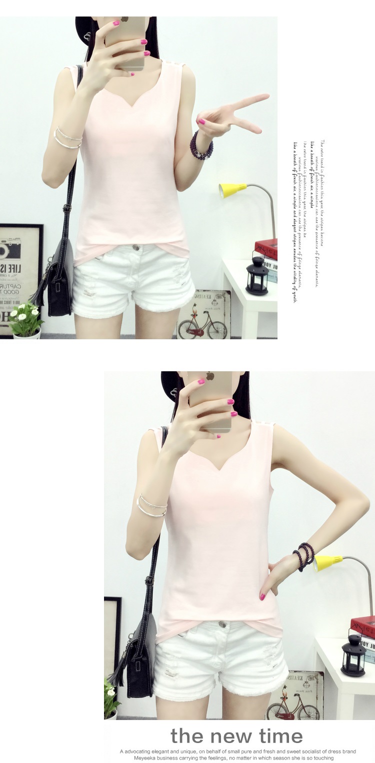 Sợi yafu vest dây áo sơ mi mùa hè mới kích thước lớn thường hoang dã lỏng v- cổ đáy vest nhỏ sling nữ quần áo thời trang nữ
