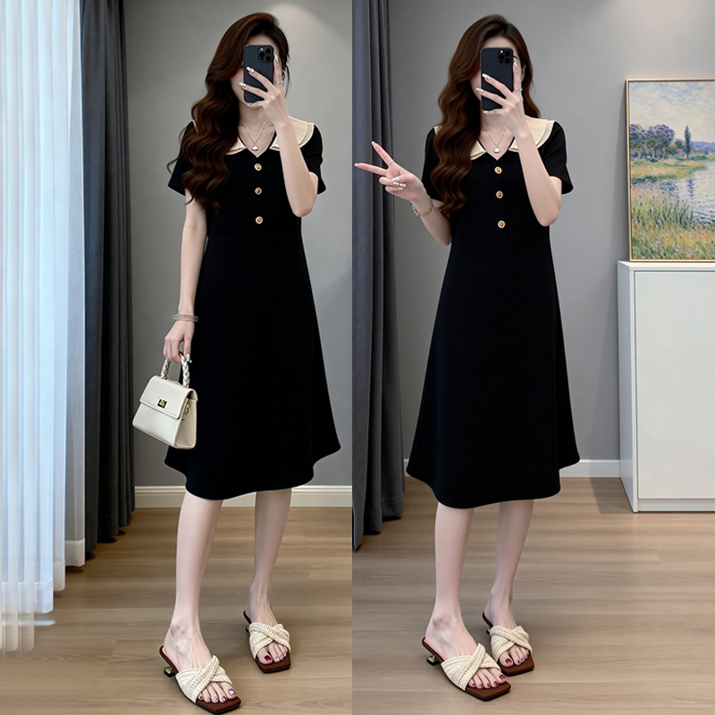 2026 Summer Lapel Elegant A-Line Dress That Covers the Belly, Slimming, Fashionable, Waist-Cinching, Mid-Length Dress 858 2026 Summer Lapel Elegant A-Line Dress That Covers the Belly, Slimming, Fashionable, Waist-Cinching, Mid-Length Dress 858