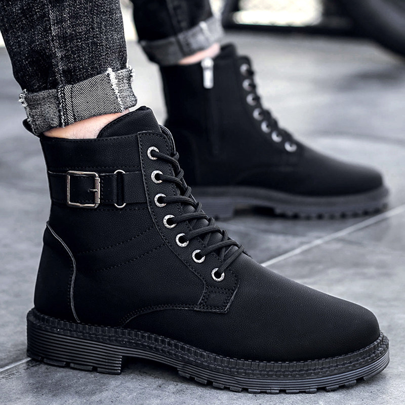 2020 new winter Martin boots male high cylinder Inn Wind Han version trendy high cylinder Chelsea short boot overalls leather boot