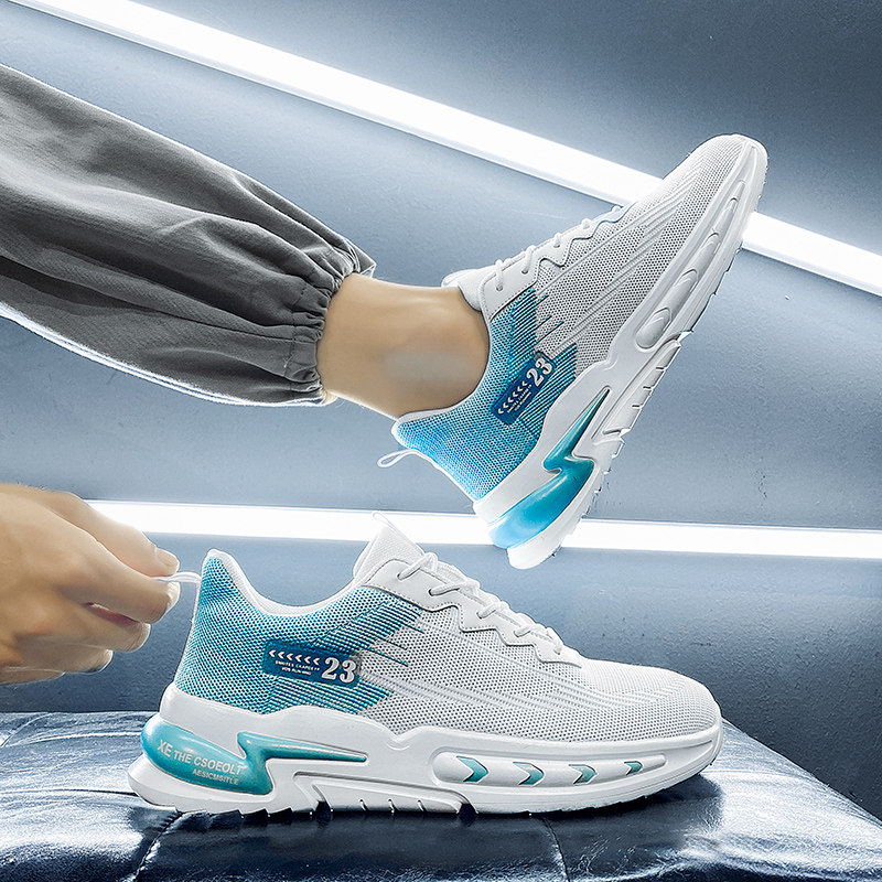 Sports mesh shoes men's 2022 new summer breathable flying woven mesh shoes small white deodorant all-match daddy Hong Kong trendy shoes