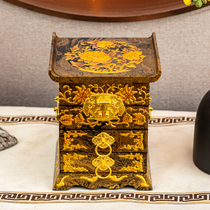 Yonglong number Pingyao push light lacquerware variable coated jewelry cabinet jewelry box storage gift box Wood