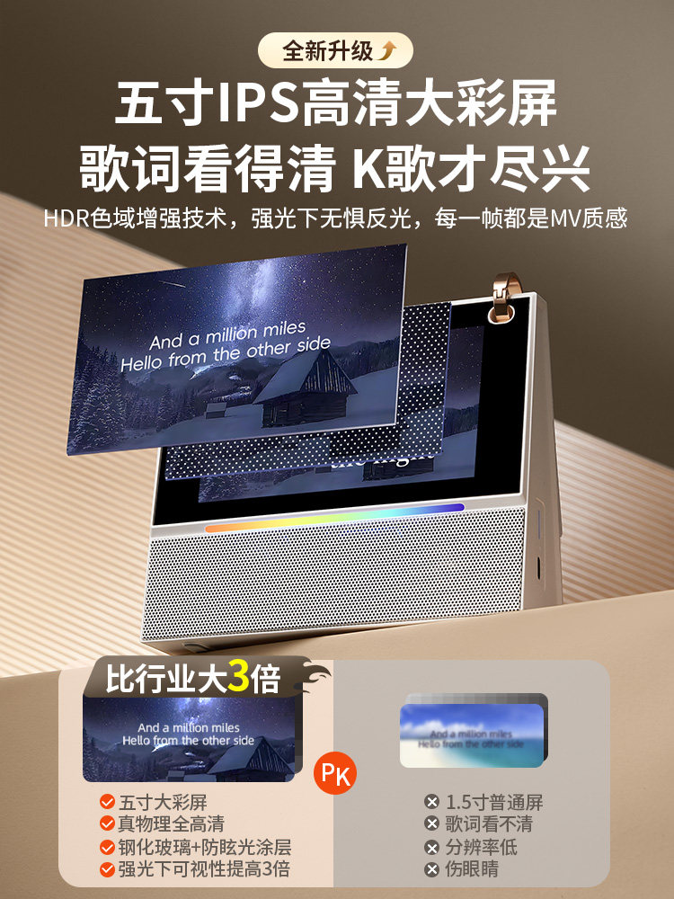 Wireless Bluetooth Microphone All-In-One Speaker for Home Karaoke, Bluetooth Speaker for Family Ktv Singing