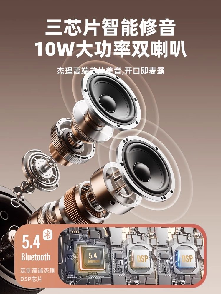 Wireless Bluetooth Microphone All-In-One Speaker for Home Karaoke, Bluetooth Speaker for Family Ktv Singing