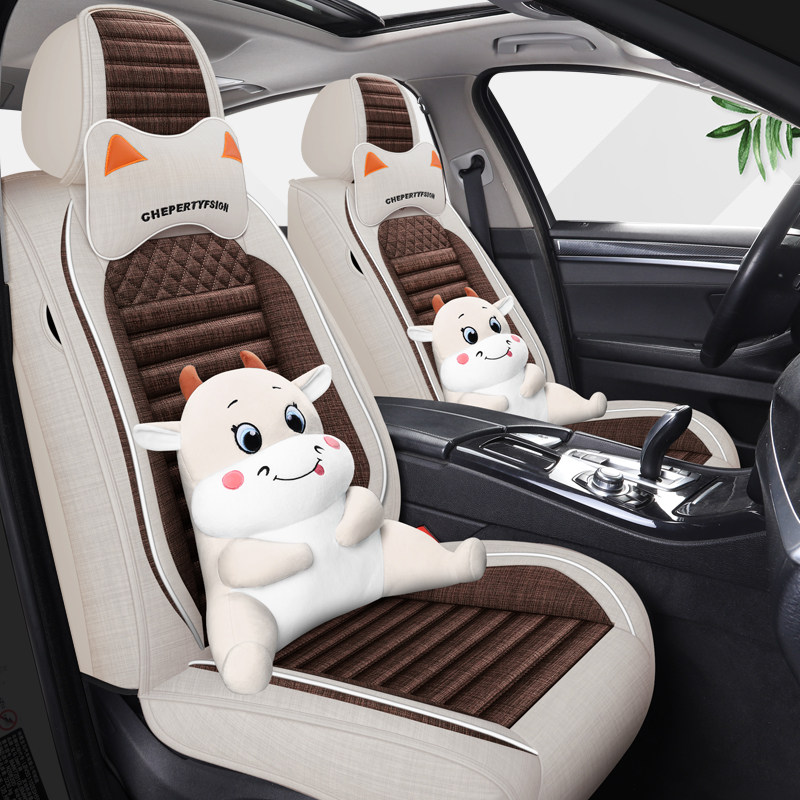 Summer cartoon all-inclusive linen car seat cover Jingyi X3 Swift X5 Sega X6 MG ZS four seasons special cushion