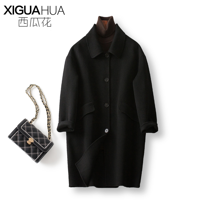 Double-Sided Cashmere Coat for Women 2025 Autumn and Winter New Single-Breasted Mid-Length Petite Korean Style High-End Woolen Coat