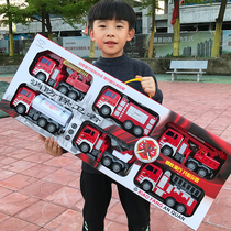 Large drop resistant fire truck toy set Children can spray water ladder car lift sprinkler engineering car boy car