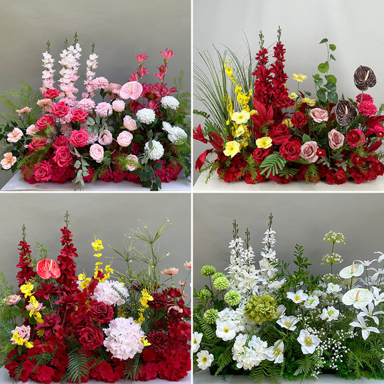 婚庆挂花千代兰地排花订婚宴路引花仿真花假花中式婚礼橱窗布置