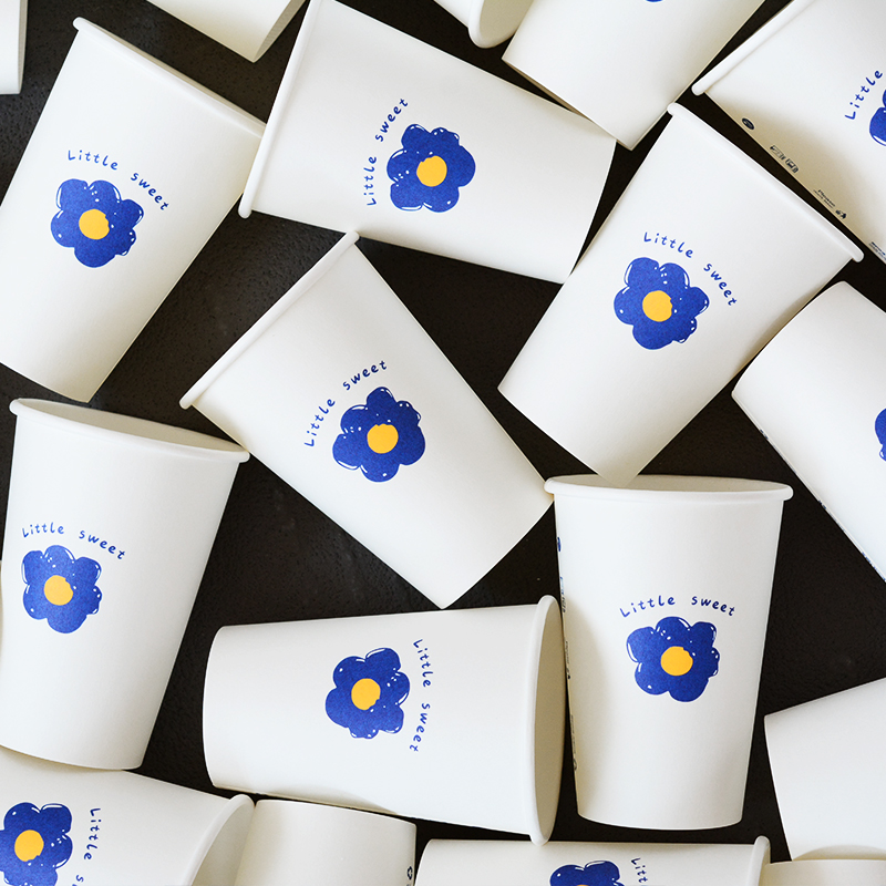 Klein blue milk tea paper cup disposable with lid net red thickened coffee cup takeaway package cup hot drink cup customization