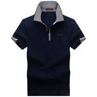 Mùa hè mới cho nam áo sơ mi POLO cotton ngắn tay áo sơ mi POLO rộng kích thước lớn áo thun nam áo thun nam áo phông kẻ ngang nam