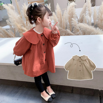 Girls' coat spring and autumn 2022 spring new style children's Korean windbreaker jacket mid-length children's foreign style children's clothing trend