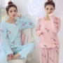 Mới mùa thu và mùa đông cherry flannel lady quần dài tay phù hợp với dịch vụ gia đình bộ mặc nhà cao cấp