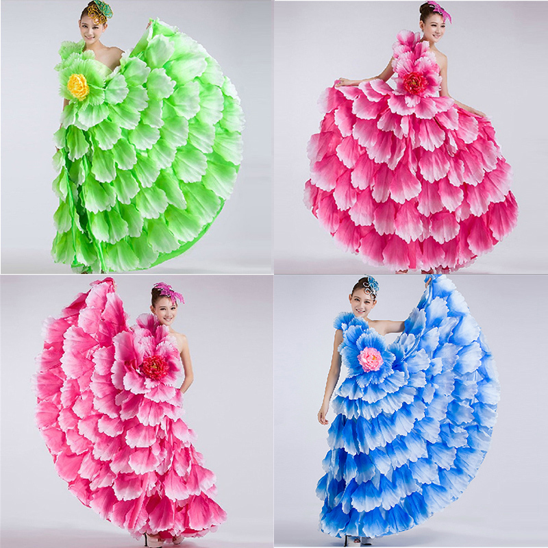 Large and Grand Opening Dance Performance Costume with Large Skirt, Petal Skirt, and Dance Performance Outfit for Women
