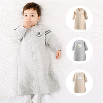 Childrens nightgown autumn and winter baby pajamas thickened warm baby cotton boy girl nightgown boy winter long section