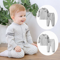 Baby warm clothes set Autumn and winter childrens underwear three layers thickened base baby boy little virgin pure cotton toddler