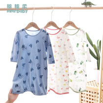 Baby pajamas Baby nightgown summer thin cotton childrens nightgown Spring and autumn boys and girls air conditioning one-piece long sleeve