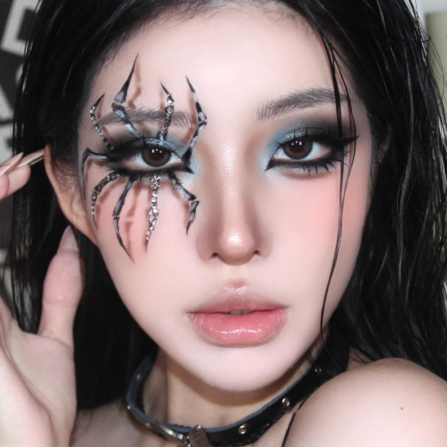 Halloween face stickers, black diamond decorations, accessories, makeup stickers, props, costumes, blood tattoo stickers, face stickers