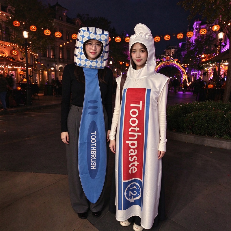 Halloween Cosplay Costume Toothbrush and Toothpaste Couple Outfit Women's Funny Clothes Adult Costume Dress-Up Set