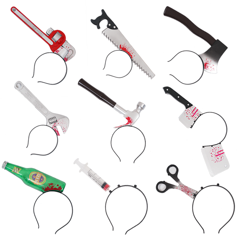 Halloween Prank Headwear Bar Horror Props Kitchen Knife Syringe Headband Funny Decorations Costume Makeup Props Halloween Prank Headwear Bar Horror Props Kitchen Knife Syringe Headband Funny Decorations Costume Makeup Props