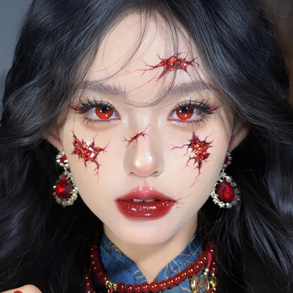 Halloween costumes, blood diamond face stickers, decorations, accessories, makeup stickers, props, fake blood tattoos