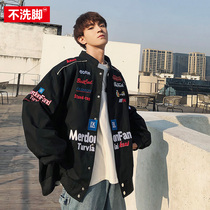 Port Wind Ins LETTERS PRINTED JACKET MAN INCREASE CODE FAT SUB LOOSE Youth bf Wind Day Tide Cards Spring Jacket