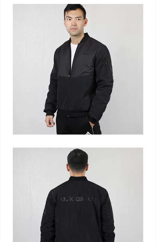 Áo khoác nam Adidas Adidas mùa thu đông 2019 mới đứng cổ áo thể thao áo khoác cotton chống gió EI4379 - Quần áo độn bông thể thao