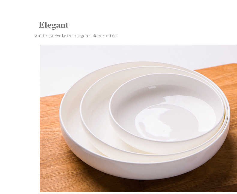 Household 6 only nest dish meal ceramic soup plate suit dish dish dish dish pure white plate ipads China deep dish