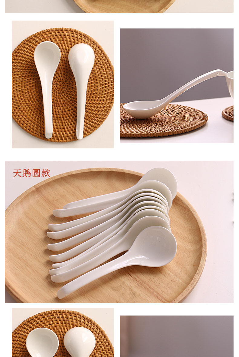 Only 10 to spoon with long handle ceramic spoon spoons condiment spoon ladle suit pure white ipads China children