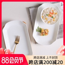 Jingdezhen creative large steamed fish plate Japanese personality creative ceramic household fish plate Bone china plate vegetable plate